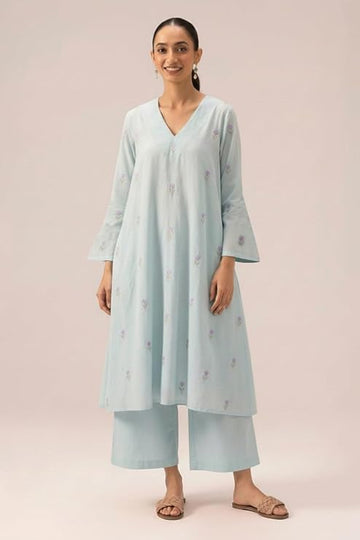 Sky Blue Kurti plazzo set