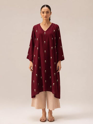 Maroon  Kurti plazzo set
