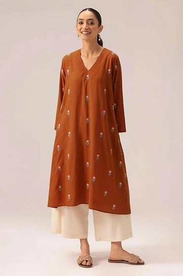 Rust Kurti plazzo set