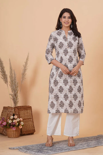 Dusk Gray Boota Print Kurti