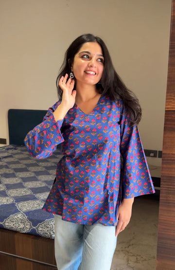 Chhaaya Blue Floral Top