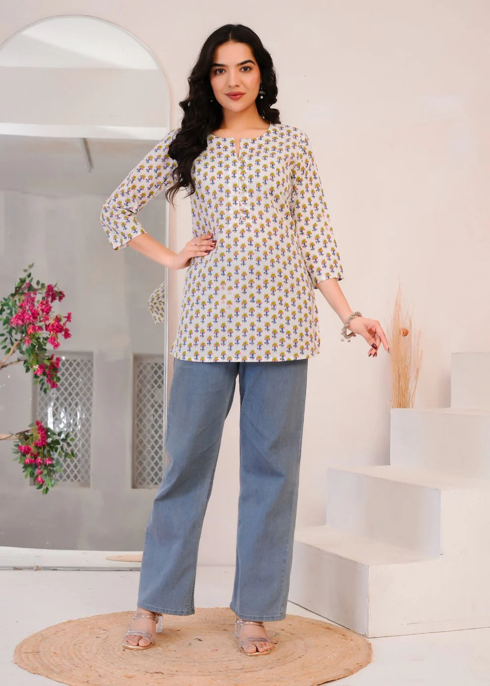 White Craft Buds Cotton Top