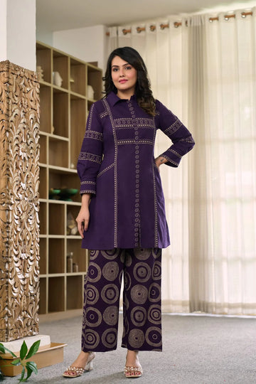 Purple Spiral Muse Cotton Co-ord Set