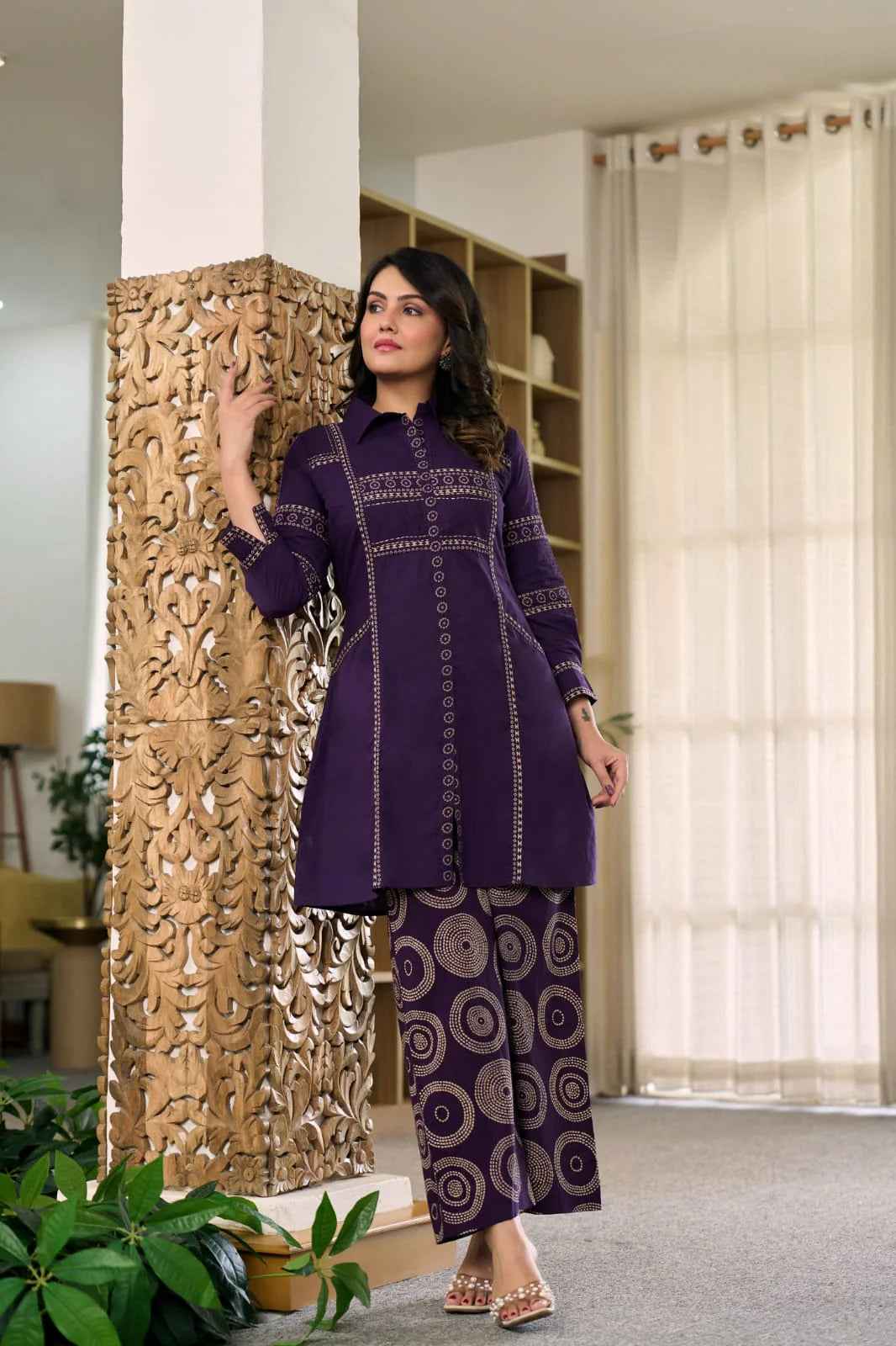 Purple Spiral Muse Cotton Co-ord Set