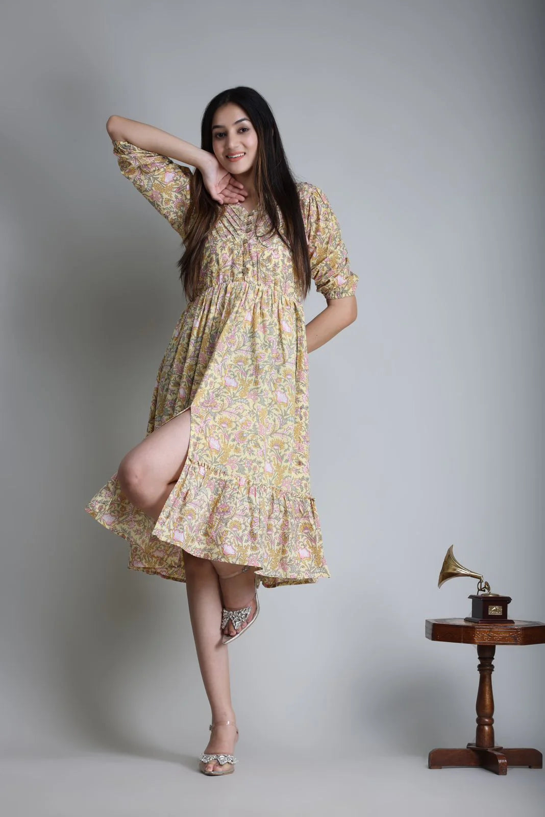 Sunlit Petals Slit Midi Dress      Rated 4.9