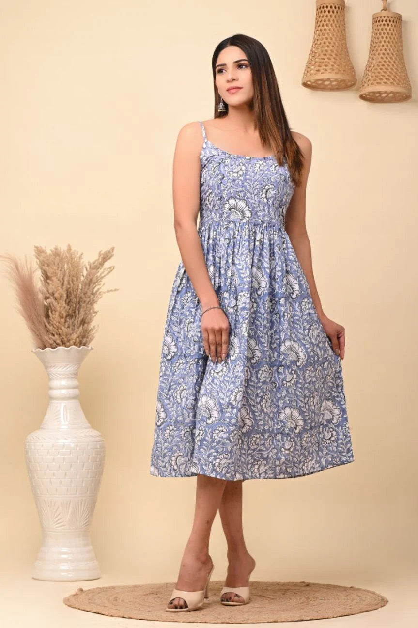 Cotton Knee Length Midi Dress