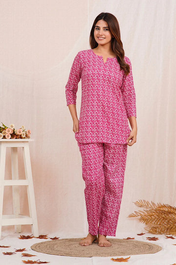 Magenta Mosaic Night Wear Set