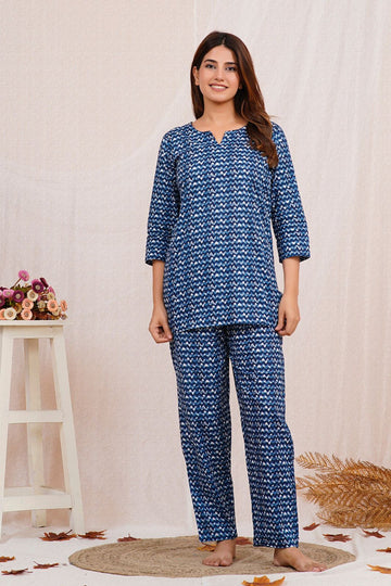 Indigo Mosaic Night Wear Set