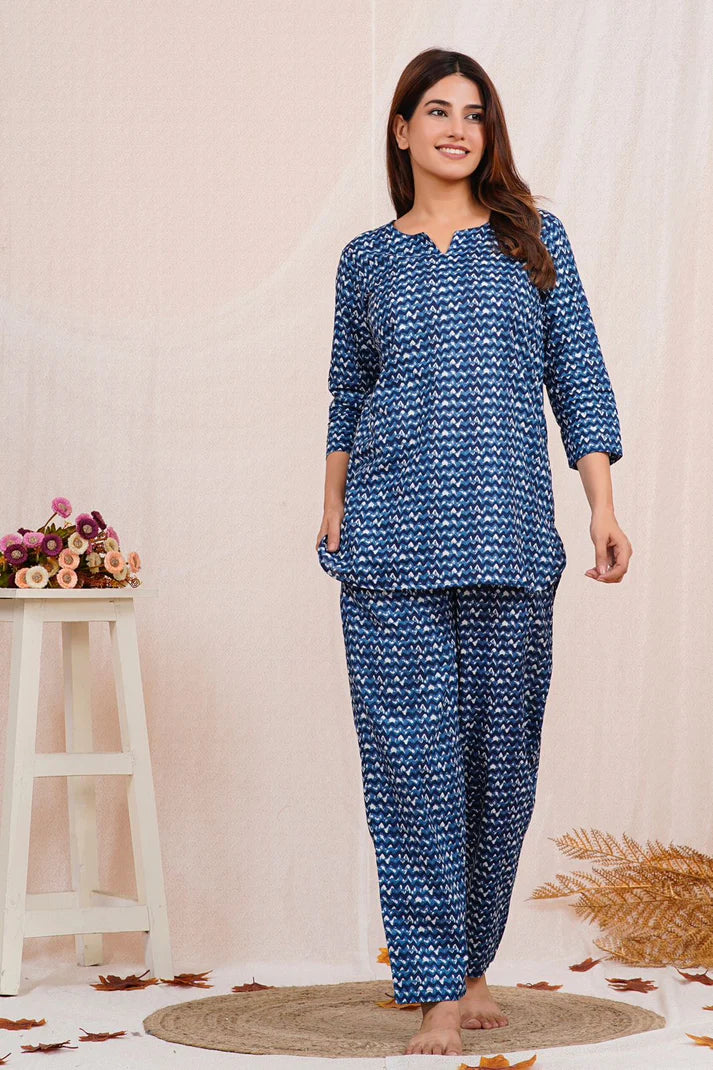 Indigo Mosaic Night Wear Set