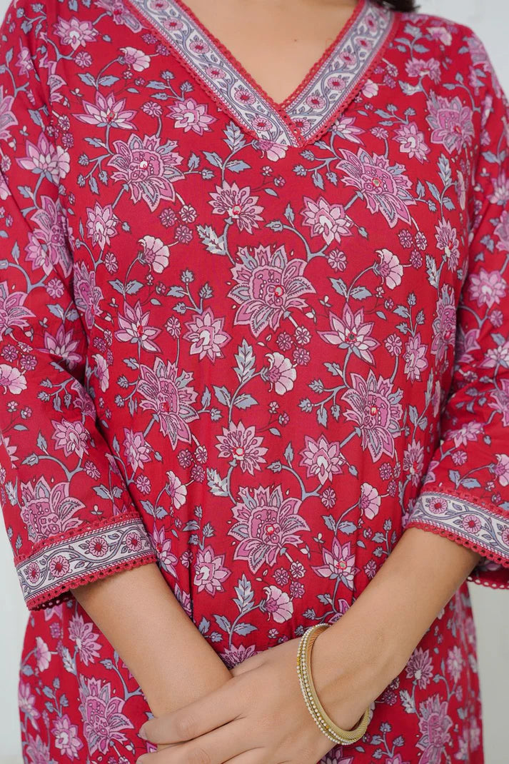Crimson Gulbahar Farsi Salwar Cotton Suit