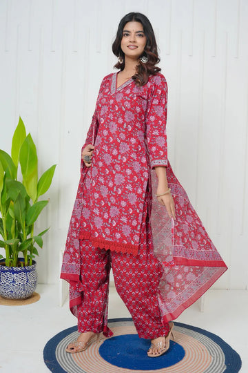 Crimson Gulbahar Farsi Salwar Cotton Suit