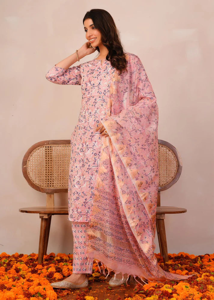Pink Leaf Story Kota Dupatta Suit